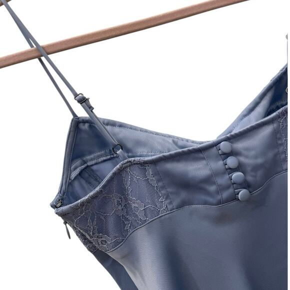 Urban Outfitters Silky Blue Lace Trim Mini Slip Dress - Picture 6 of 8